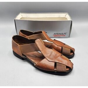 VTG Aerosoles Schuler Shoes Leather 4 Give Tan Sandals Women's 9 B‎ Gladiator